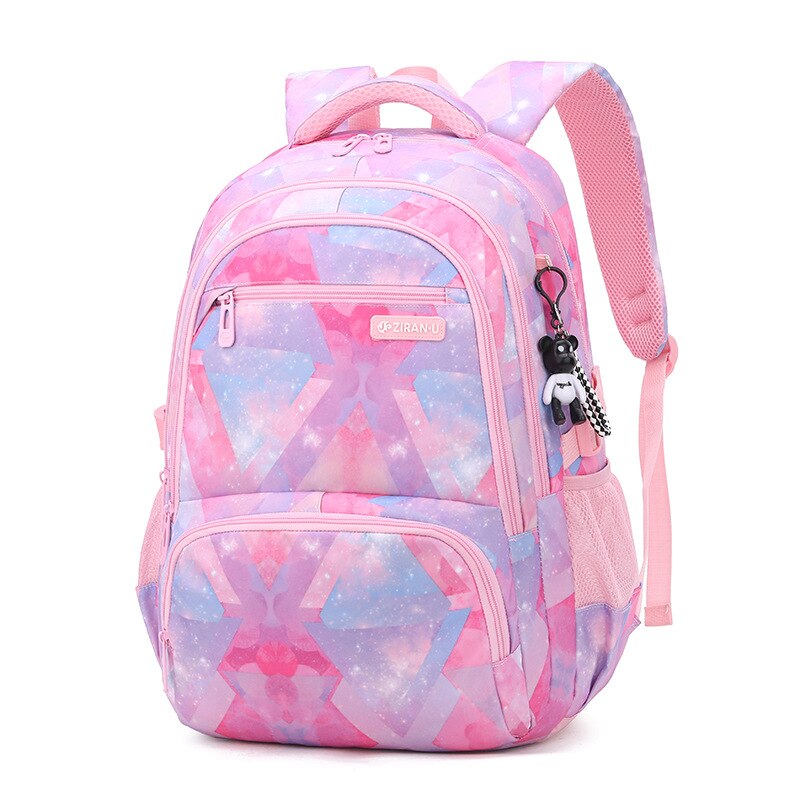 Waterproof Kids backpack Primary children School Bags For Boys girls large orthopedic school Backpack Schoolbag mochila infantil: pink