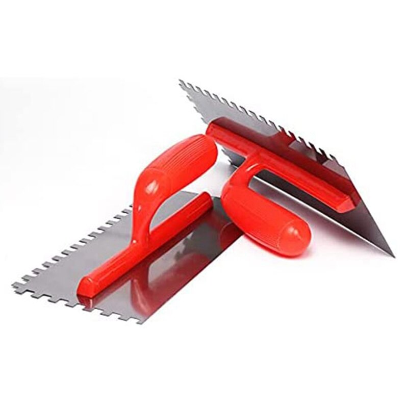 2PCS Finishing Trowel Cement Flaten Plastering Trowel with Square Notch for Tiling Wall Floor Tile Grout Trowel Masonry