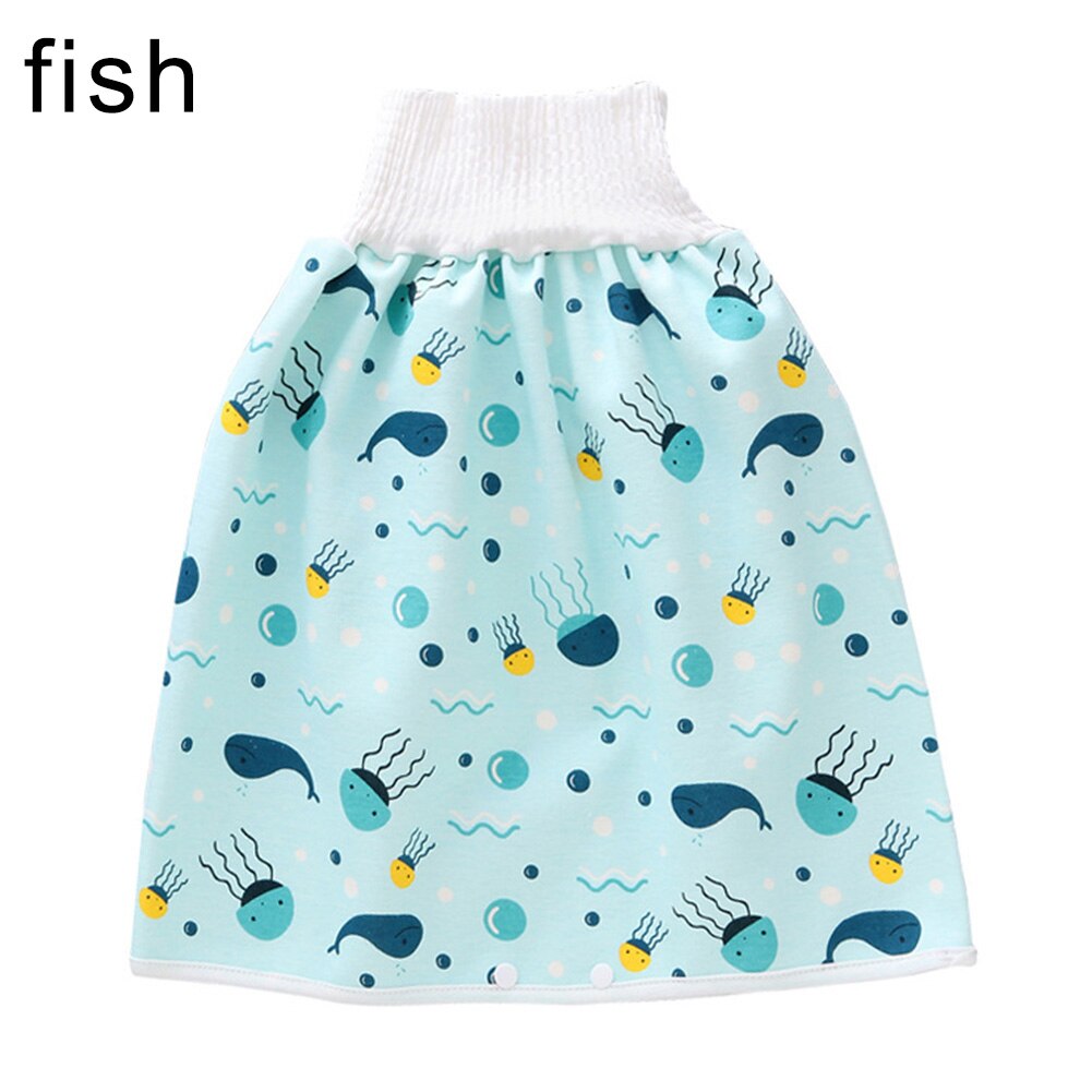 Behagelige børnebleer shorts 2 in 1 vandtætte lækagesikre vaskbare baby kid ble nederdel bukser mvi-ing: Fisk l