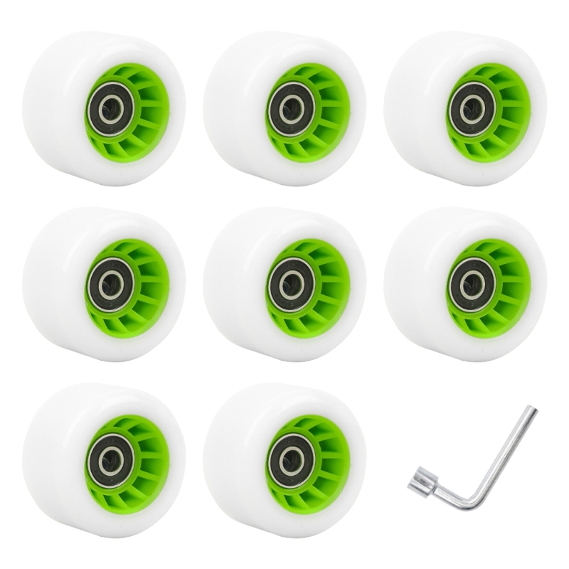 Rueda monopatín con rodamientos, juego ruedas para patines, accesorio para patines doble rueda repuesto para: Blanco