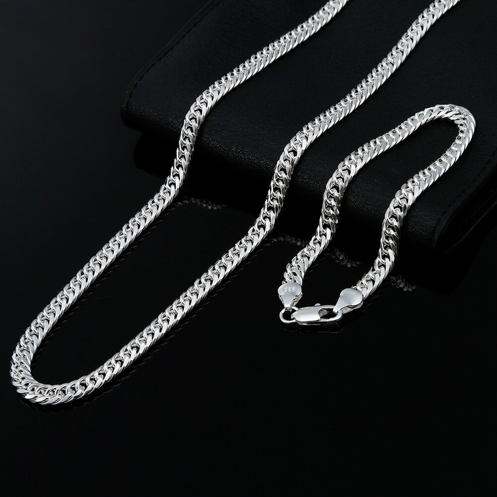 Trendy all-match argento sterling 925 6MM catena geometrica uomo bracciali collane per donna set di gioielli da sposa per feste di moda