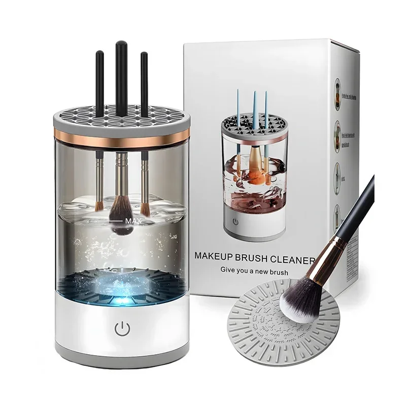 Electric Makeup Brush Cleaner Machine 3-in-1: USB Charging, Automatic Cosmetic Brush Quick Dry Cleaning Tool