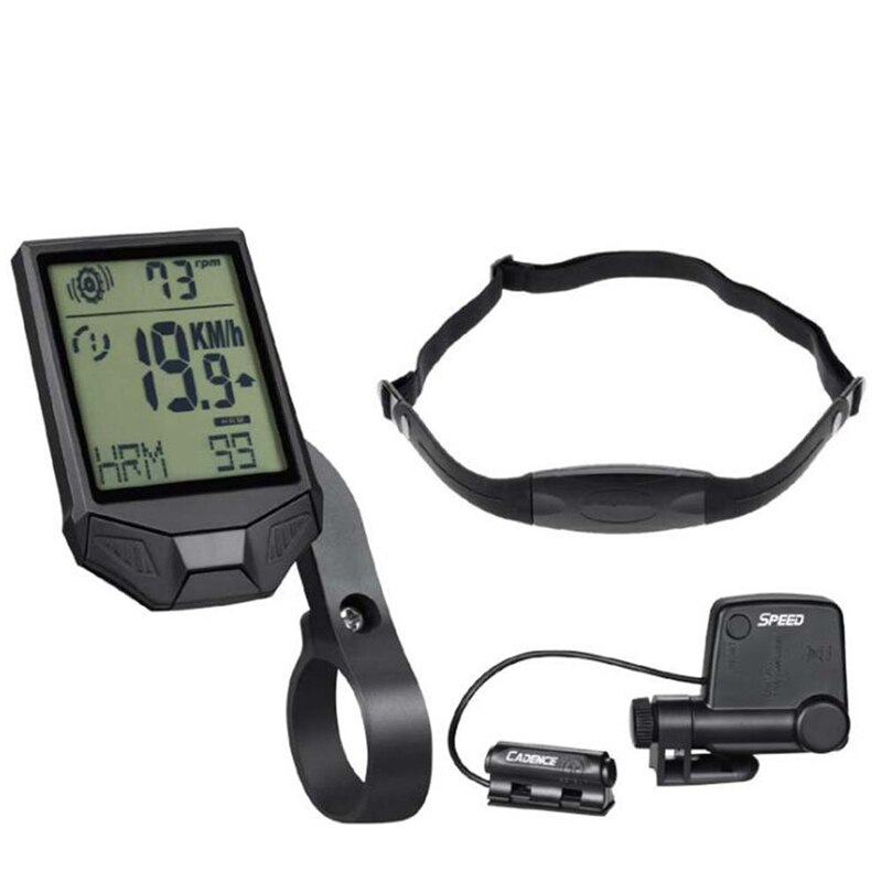 SEWS-XQJ Multifunctional Wireless Bicycle Tachometer, Heart Rate Bicycle Computer,Cadence Cycle Computer, Nightlight, Waterproof: Default Title
