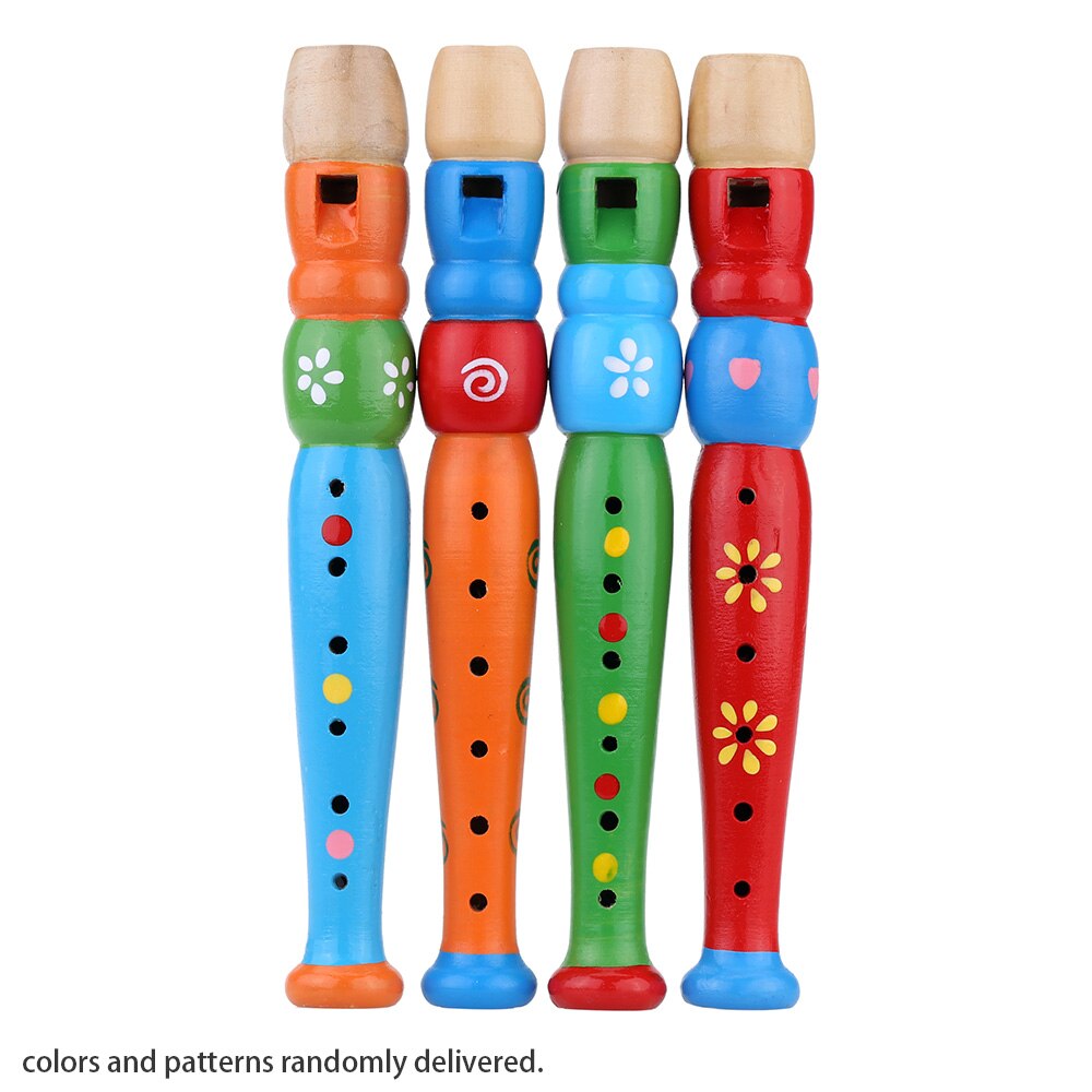 Wooden Piccolo Flute Sound Musical Instrument Early Education for Baby Kid Child (Color Random)