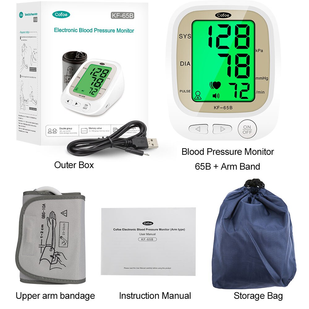 Cofoe pandetermometer & blodtryksmåler overarm automatisk blodtryksmåler berøringsfrit infrarødt kropstermometer