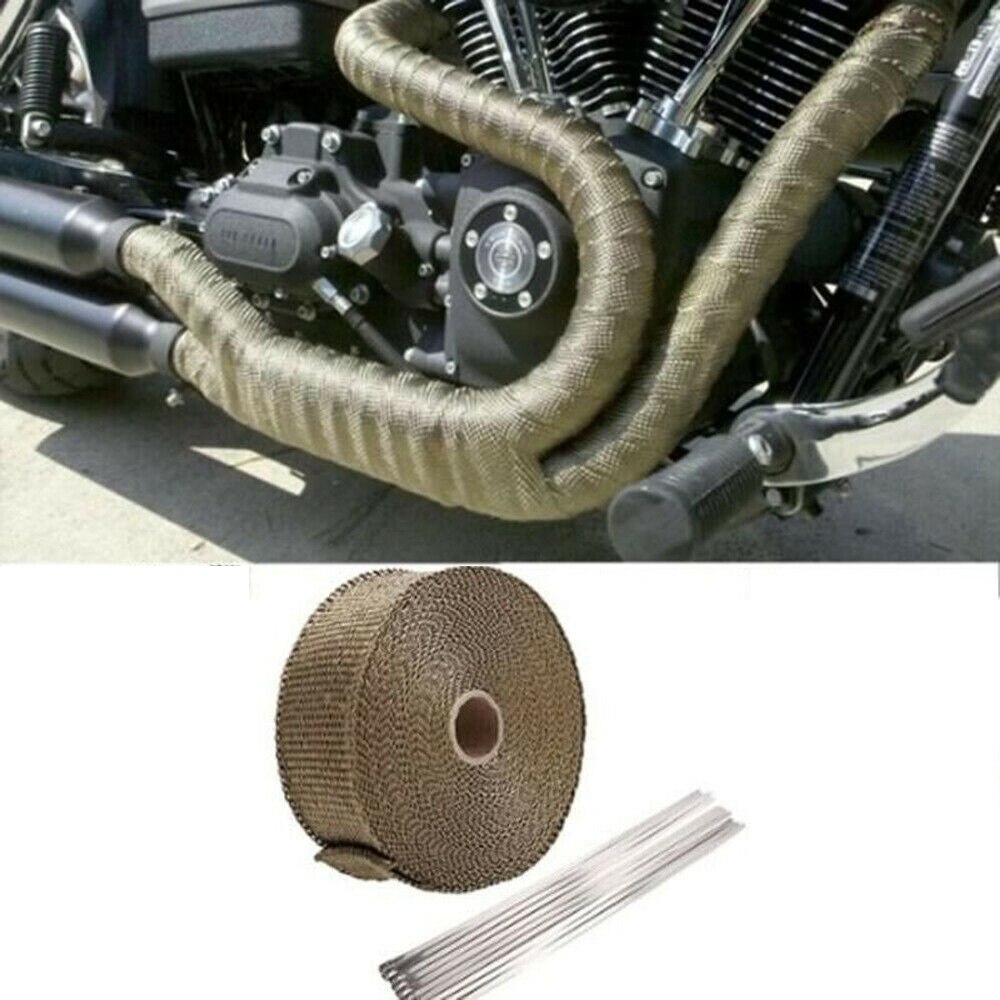 Auto udstødningsrør isolering tape lydpotte dele manifolds udskiftning varmeomslag jomfru glasfiber beskytter kaleche ledninger