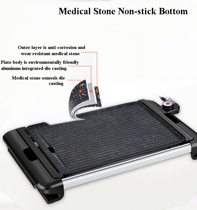 Household Multi-function Barbecue Machine Korean Dish Flat Pan Indoor Smoke-free Grill Electric Baking Pan DL-8015