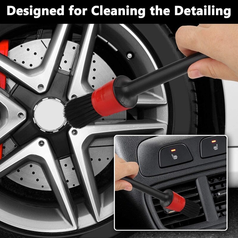 -10 Stuks Borstels Poetsdoeken Detaillering Borstel Set - Premium Fiber Plastic Handvat Automotive Detail Borstels Voor Cleaning Wielen