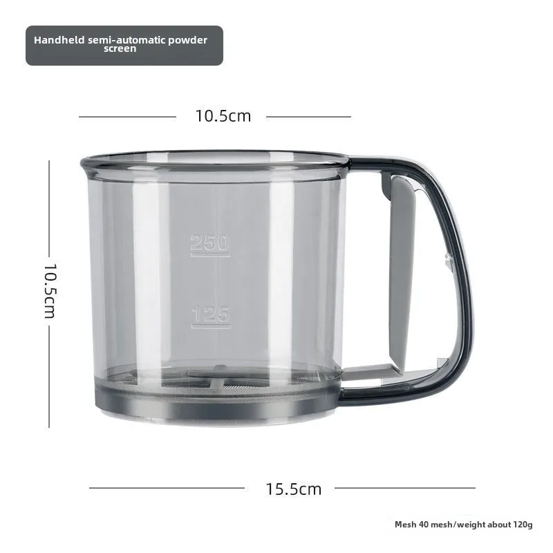 Plastic Flour Sifter for Baking, Powder Sugar Shaker with Hand Press , Fine Mesh Flour Sifter Sieve Kitchen Baking Tool