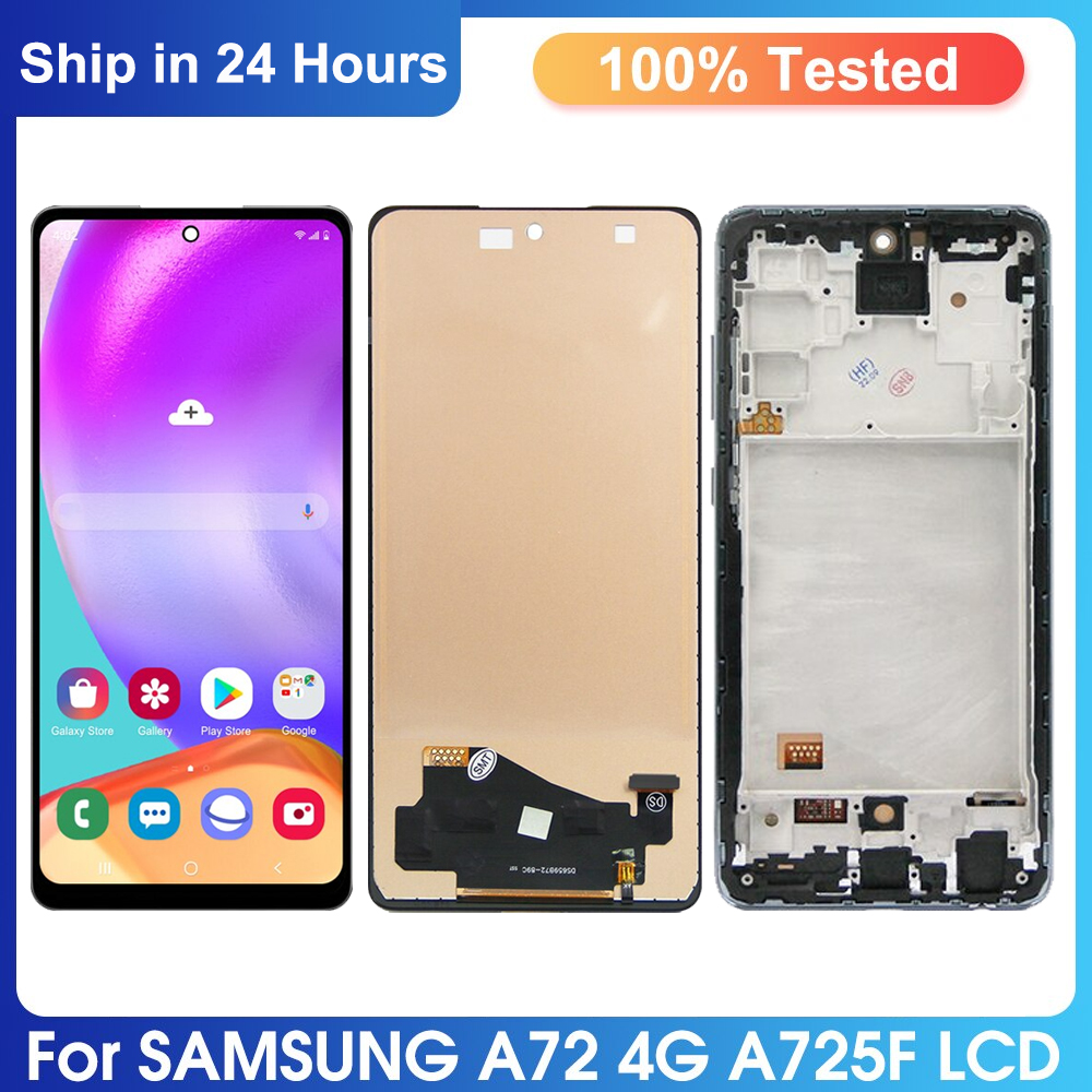 6.7 " aaa+ til samsung galaxy  a72 lcd-skærm med berøringsskærm, digitaliseringsenhed, udskiftning af sm -a725f,  , sm -a725f/ ds lcd
