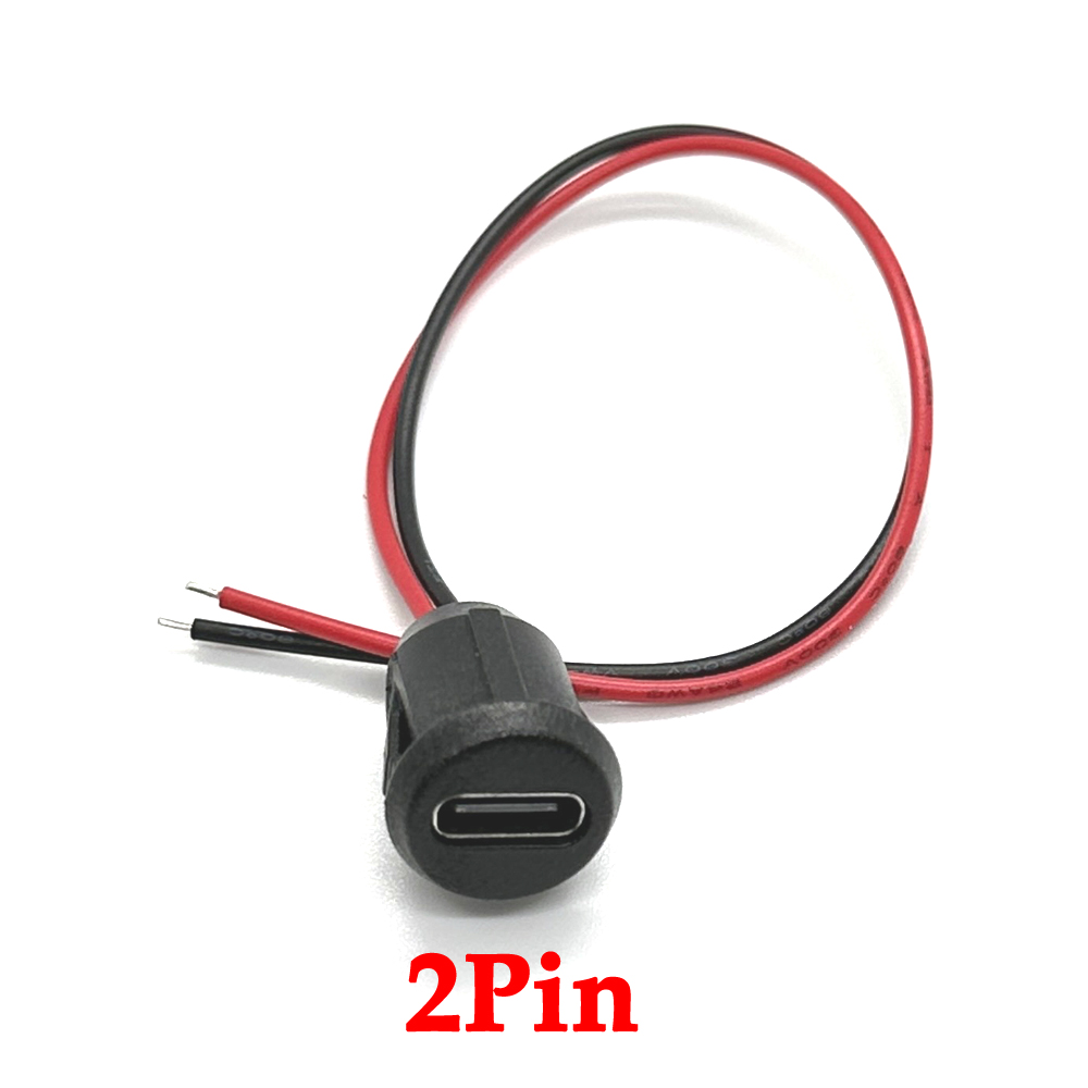 10 stk. usb -c 2 -bens 4 -bens højstrøms cc hurtigopladningsstik med  ph2.0 trykplade type-c hun vandtæt stik: Mørkegrå