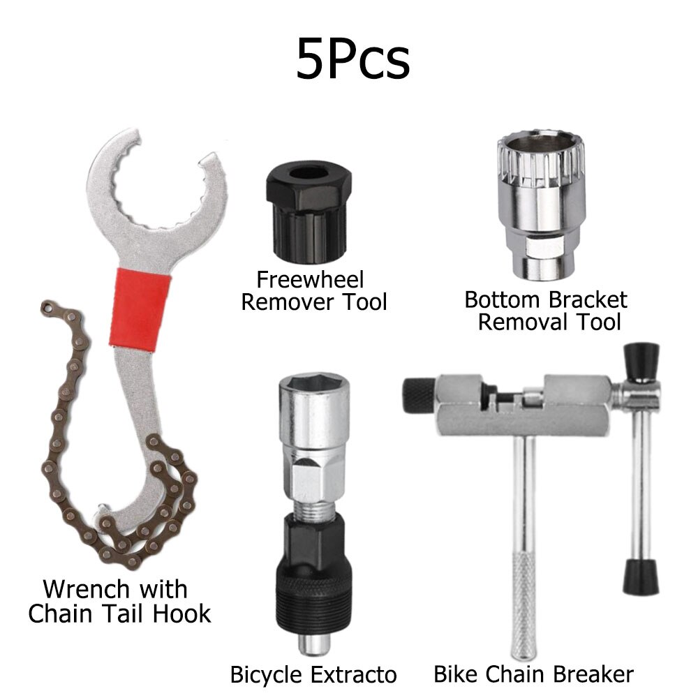 Bicycle Repair Tools Bike Chain Breaker Cutter Bicycle Bottom Bracket Remover Crank Extractor Puller Wrench Flywheel Removal: 5 PCS Repair Tools