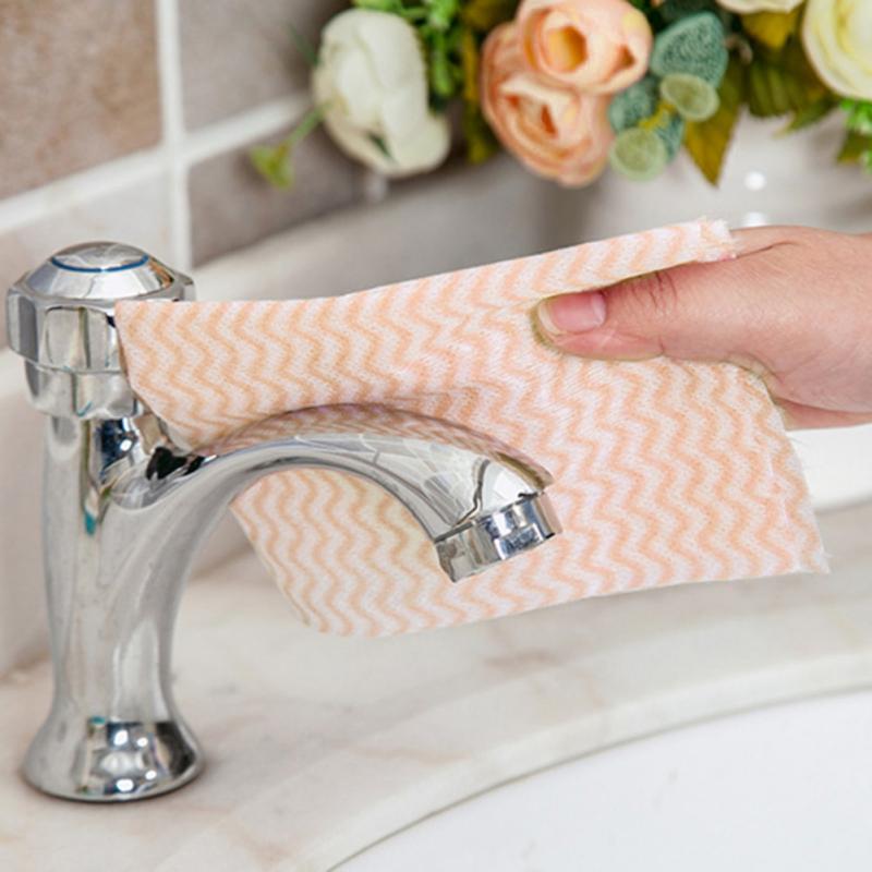 50pcs Disposable Kitchen Non-woven Fabric Wash-able Cleaning Dishcloth Wipe Roll Kitchen Gadgets Cleaning Cloths Washing Cloths