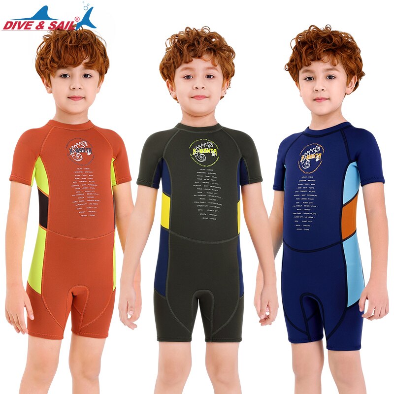 Dive sail Brand 1pc Neoprene Suit 2.5mm Back Zip Keep Warm for Swim Surf Dive Scuba Dive Snorkeling Boys Girls Kids Wetsuit