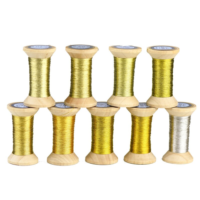 Serie de oro brillante de línea de oro/hilo de bordado francés/carrete de bordado/hilo de bordado dorado colorido/50 metros por pieza