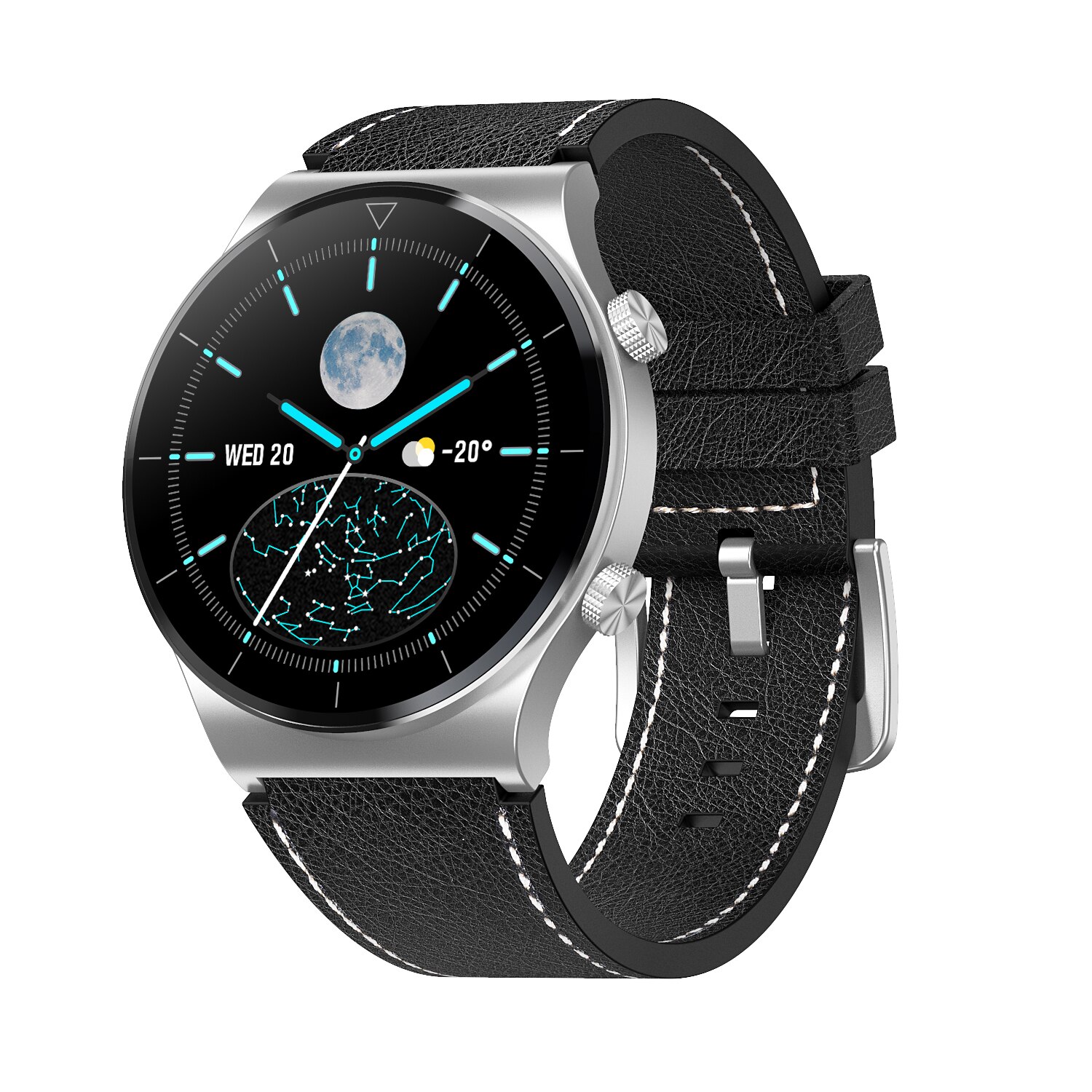 M99 Bluetooth Oproep Smart Horloge Ambulante Hartslag Bloeddruk Zuurstof Monitor Armband Mannen Sport Horloges Voor Ios Android: silver black Leather