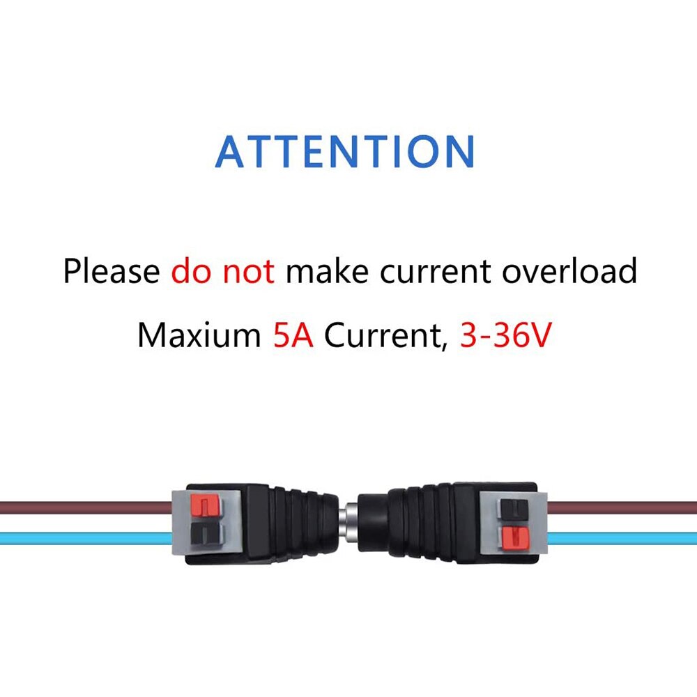 BNC Portfolio DC Male + Female Connector Plug securer cable connection Push-on DC power with switch adapter for cctv camera