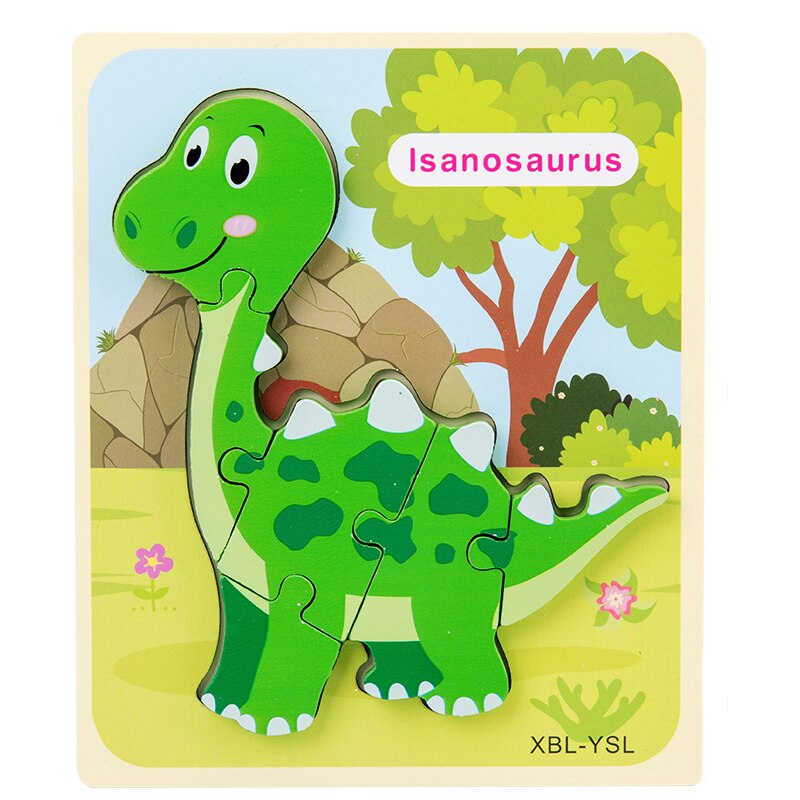 Dinosaur 3D Puzzle Early Educational Jigsaw Puzzle Cartoon Wooden Kids Toy for Boys Girls Montessori Toys: D