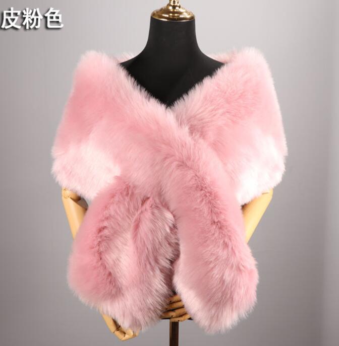 PEORCHID Blue Faux Fur Wedding Shrug Bolero Bridal Shawls And Wraps Stola Elegante Donna Red Women Party Winter Wedding Cape: 13