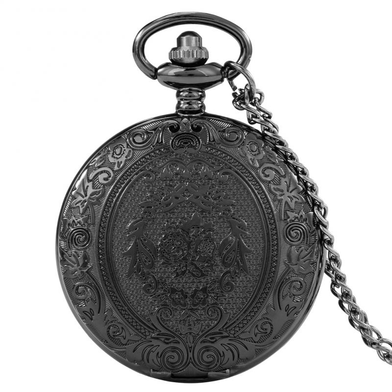 Reloj de bolsillo de cuarzo con grabado Floral antiguo para hombre y mujer, colgante de cadena fina con números arábigos, Estilo Vintage