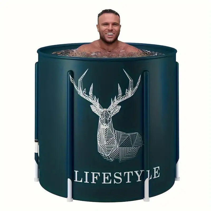 Bærbart sammenleggbart badekar for voksne, pvc-fortykket isolasjonsspa-badekar med bærende dampbøtte for hele kroppen