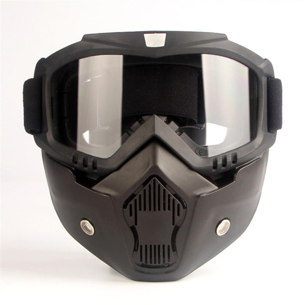 Motorcycle Helmet Riding Goggles Glasses Motocross Anti-Slip Moto Detachable Mask Goggle UV Protection Ski Bike Adjustable: Transparent color