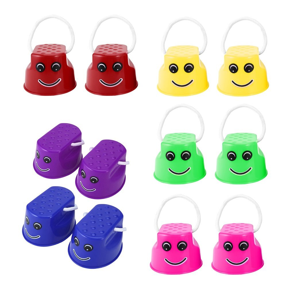 OCDAY 7 Farben 1pc Spaziergang Stelzen Jump Spielzeug Kunststoff Lächeln Gesicht Muster Kinder Outdoor Fun Sport Balance Training Spielzeug beste