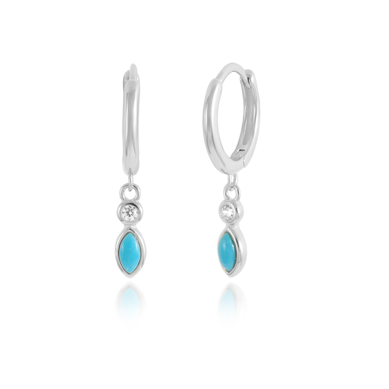 Boako Trendy Real 925 Sterling Zilver Turquoise Dangle Earring Kwastje Ketting Oor Stud Voor Vrouwen Verjaardag Sieraden: 2