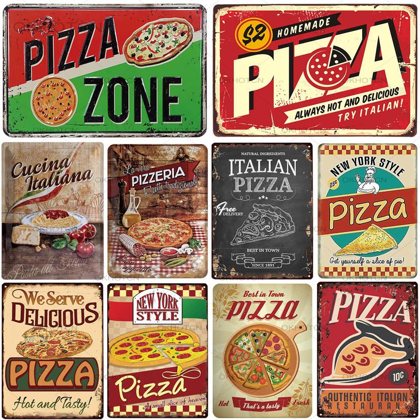 Pizza kyltti pizza ravintola ravintola retro peltimaalaus vintage metallikuva seinäkoristelu amerikkalainen minimalistinen tyyli