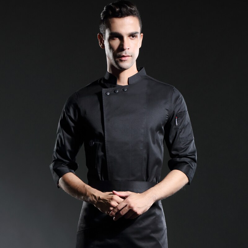 autumn black sous chef coat long sleeves restaurant uniform hotel uniform black men