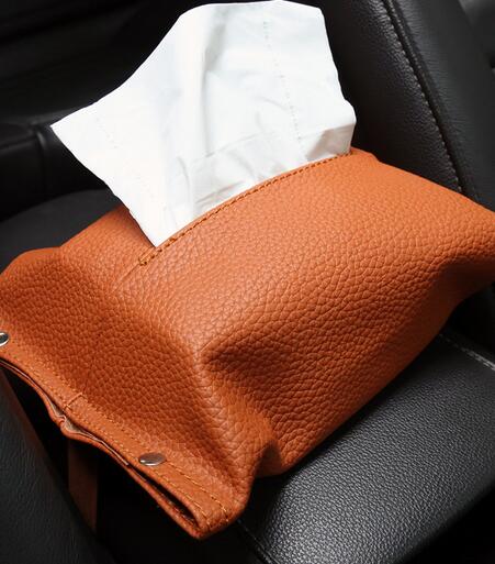 Tissuebox van pu-leer, auto tissuebox, servethouder, zonneklep, hangende opbergdoos voor de achterbank van de auto, hangende papierhouder