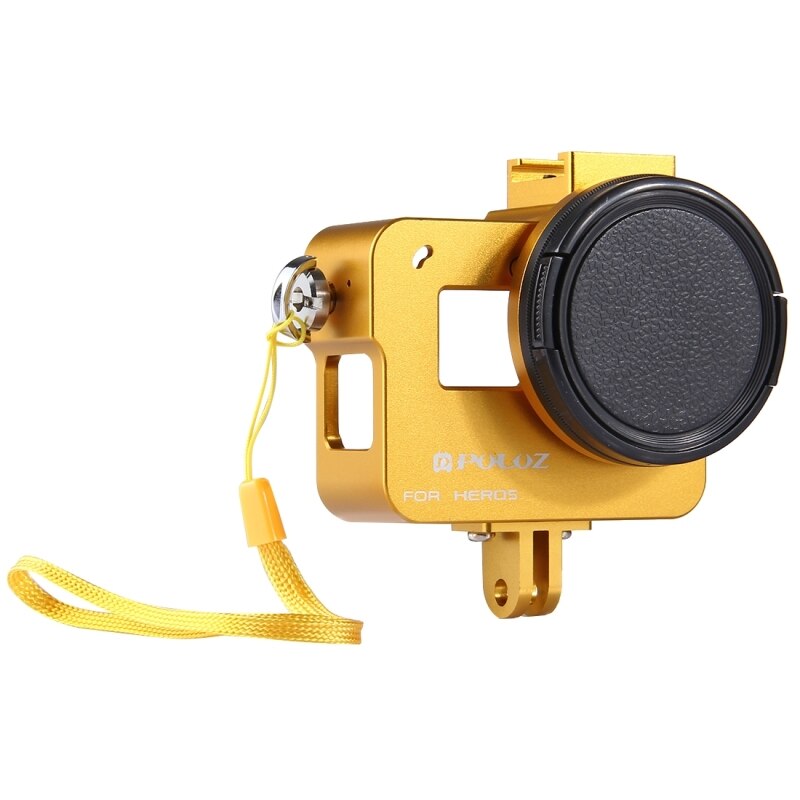 Puluzhölje skal för gopro hero 7 svart 6/5 hård skyddsbur +52mm uv -lins 8*6*4.6cm fodral för go pro hero 5: Guld-