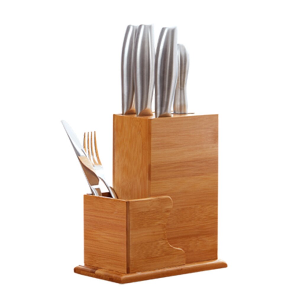 Organizer Slot Storage Rack Home Natural Scissor Tool Holder Chopsticks Spoon Kitchen Chopper Bamboo Wood Forks Block Stand