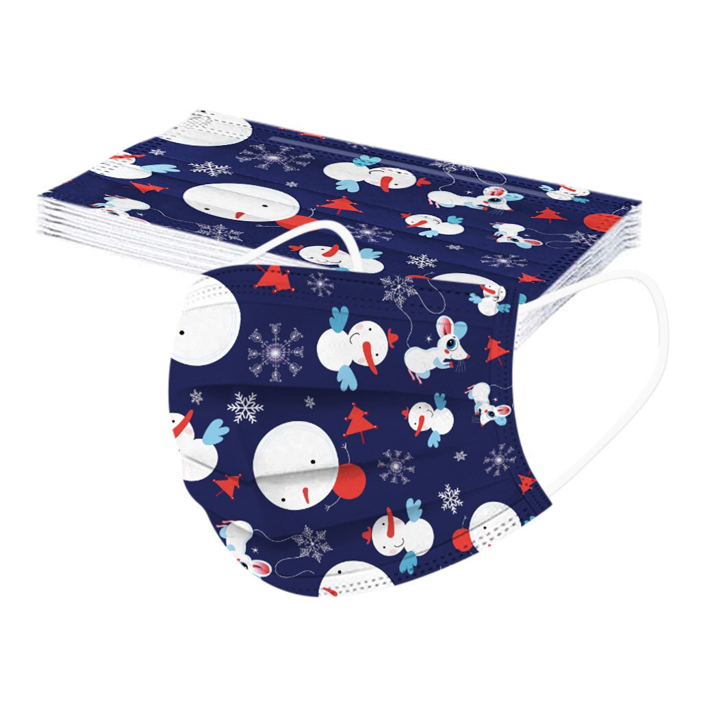 25# 10pc kindermaskers met kerstprint, wegwerpmaskers, stofdicht masker, anti-stofmaskers met oorlussen en oorlussen.: D