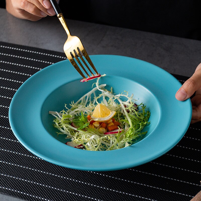 Hattplatta italiensk pastaplatta nordisk stil hushållshalm keramisk pasta porslin soppplatta djupplatta nudlarplattor