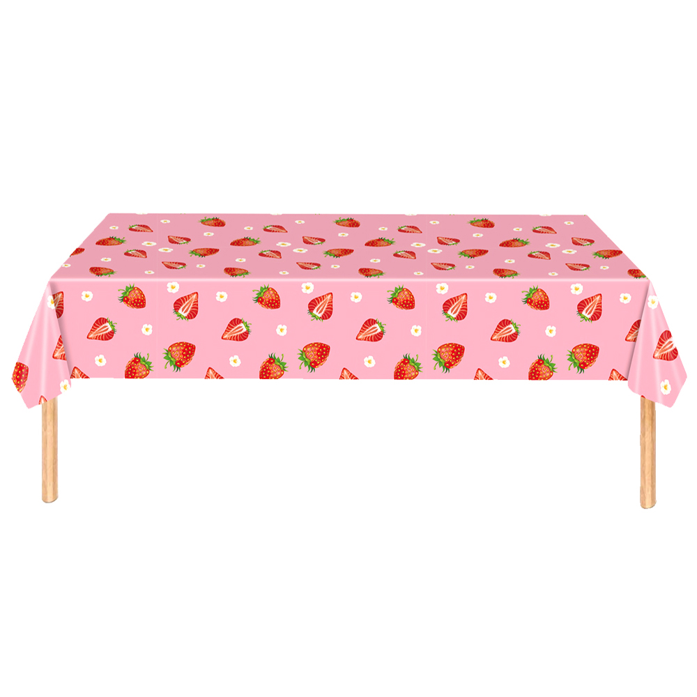 Strawberry Theme Girl's Birthday Party Decoration Disposable Fruit Tableware Tablecloth Balloons Banner Cake Toppers Baby