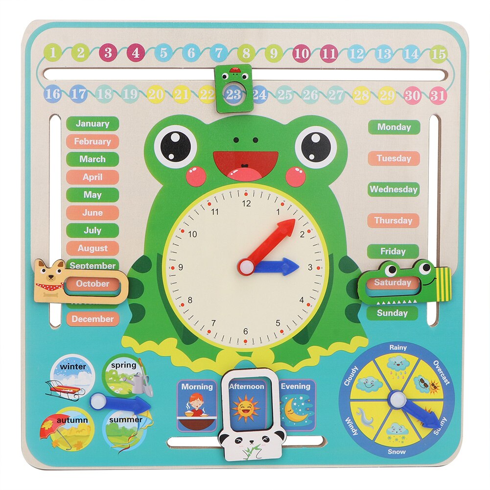 Holz Karikatur Frosch Kalender Uhr einstellen freundlicher Holz Kalender Zeit Kognitiven Passenden Spielzeug freundlicher Früh Lernen Bildung Spielzeug