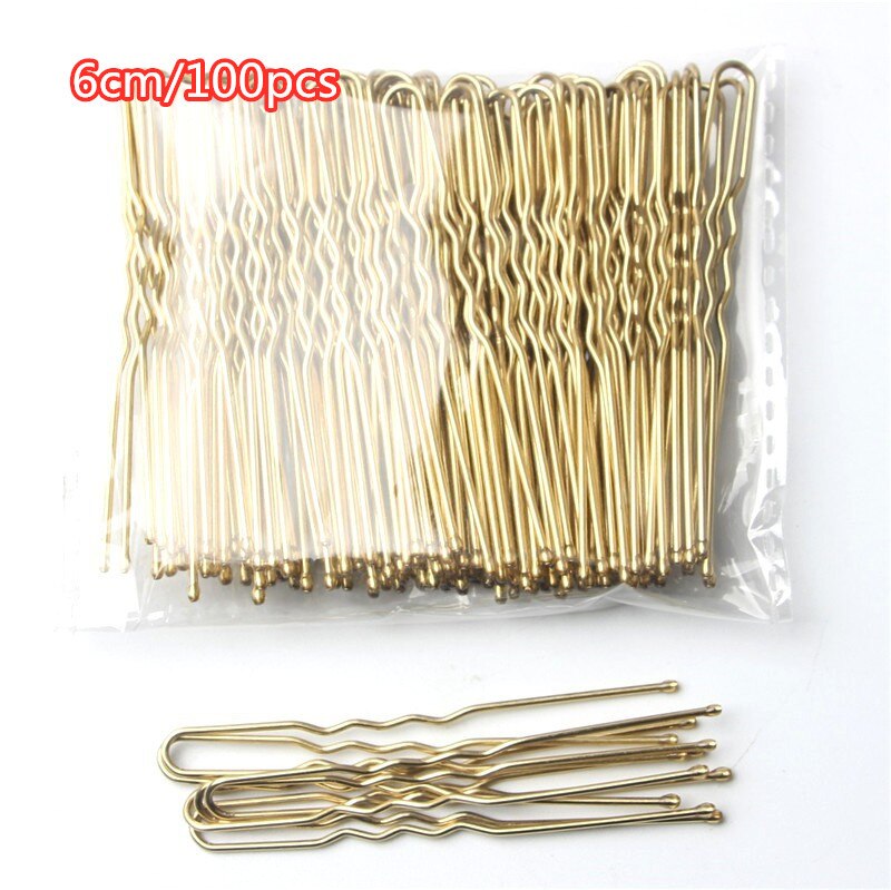 Horquilla básica de Metal chapada en oro y marrón en forma de U, horquilla Invisible para estilismo del cabello, accesorios para el cabello de salón, agarre seguro para el cabello: Rojo