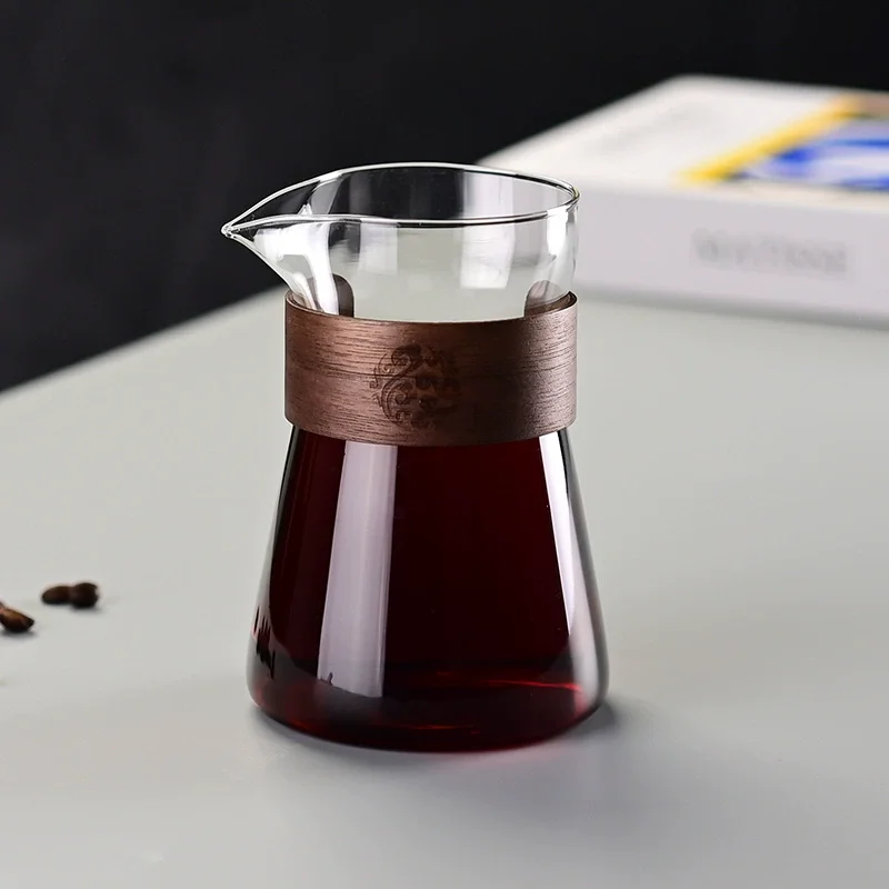 17oz/500ml Kaffeekaraffe aus Glas mit hitzebeständiger Holzschicht, Kaffeedekanter, Kaffeetasse zum Übergießen, Kaffeebrühkanne: Langweilig