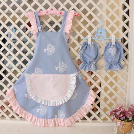Cotton aprons for woman with pocket lovely Coverall cleaning apron Commercial Restaurant Home Bib delantal cocina kitchen apron: D2 with cuff