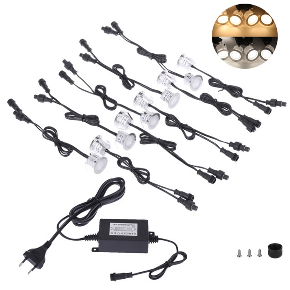 16PCS LED Deck Light IP67 Waterproof Stainless Steel Recessed Stair Underground Bulb Lamp LED Floor Light Wall spotlight DC12V