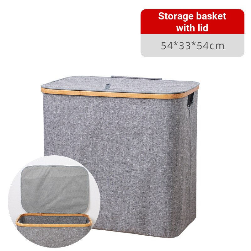 efluky Opvouwbare wasmand 60L, Bamboe Stof Opvouwbare Opbergmand, Opbergbare Klapbare Wasmand, Wasmanden voor Slaapkamer Badkamer (Beige