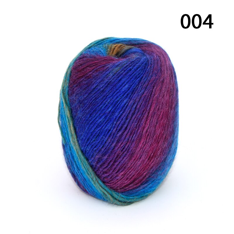 300g(50g*6 stk) lang regnbue uld farvning ren uld garn dame sjaler tråd fin uld hat frakke: 04