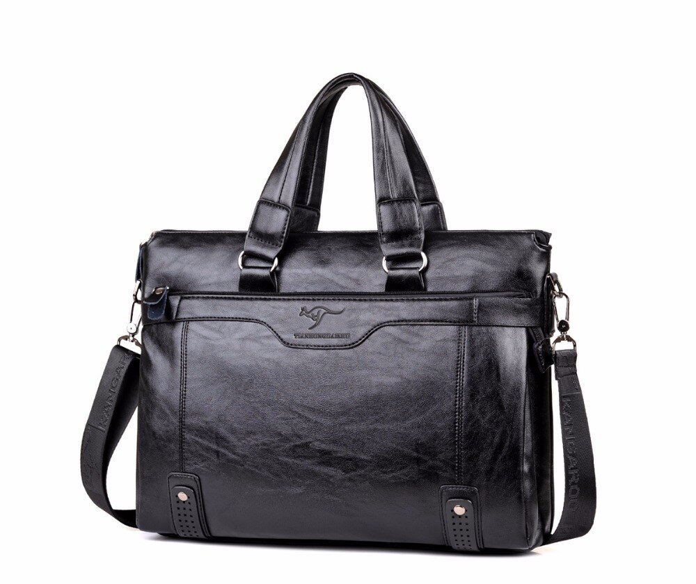 Mannen Lederen Handtassen Vintage Lederen Aktetas Laptop Schoudertas Computer Tas Mannelijke Schoudertas Heren Handtassen: black handbag