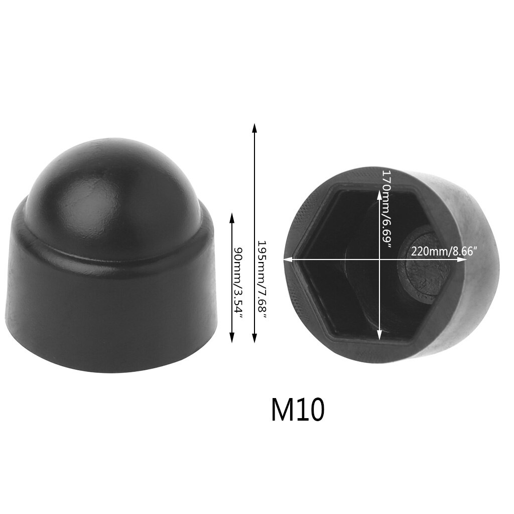 10 stk.  m6 m8 m10 m12 boltmøtrikuppelbeskyttelseshætter dækker synligt sekskantet plast: M10