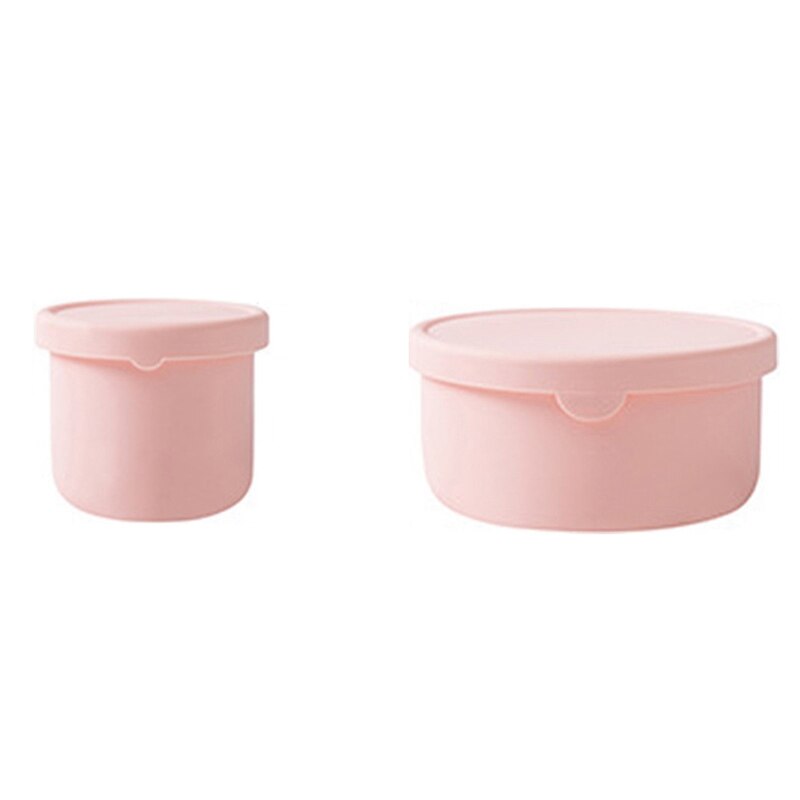2PCS Sealed Lid Silicone Food Storage Container for Kitchen Lunch Box Meal Container: Pink