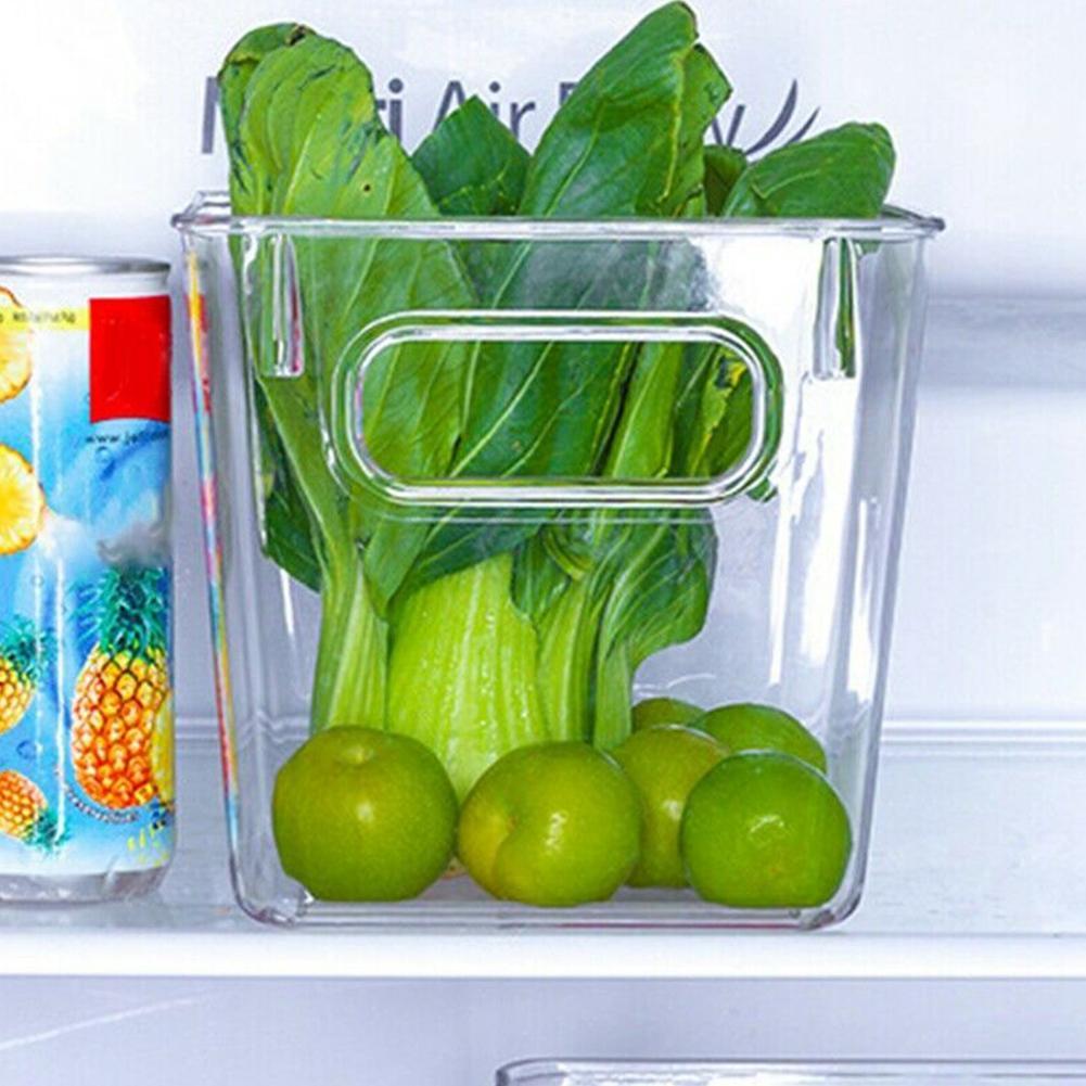 Refrigerator Organizer Bins Stackable Fridge Organizers Cutout Handle Clear Seal Plastic Pantry Household Food Storage Rac