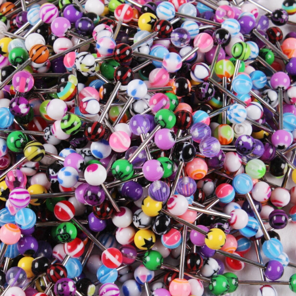 100pcs 5mm Acrylic Big Ball Balls Replacement Nose Barbell Earring Tongue Eyebrow Ring Body Piercing Jewelry