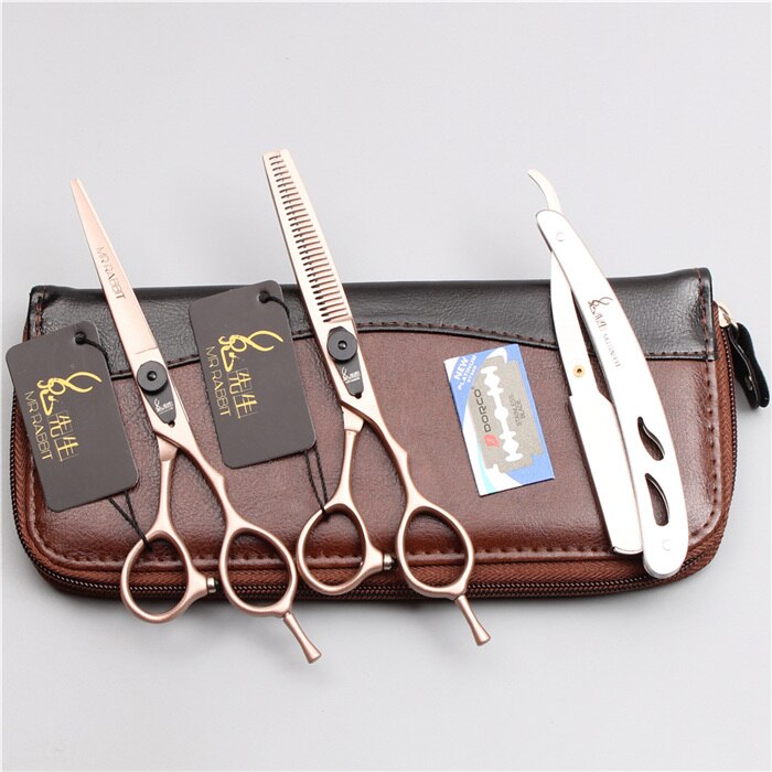 5.5 &quot; 16cm japan 440c mr kanin rosa guld frisør saks tyndere saks skære saks hår saks  t9015: T9015 mgjin 3p 5.5yy