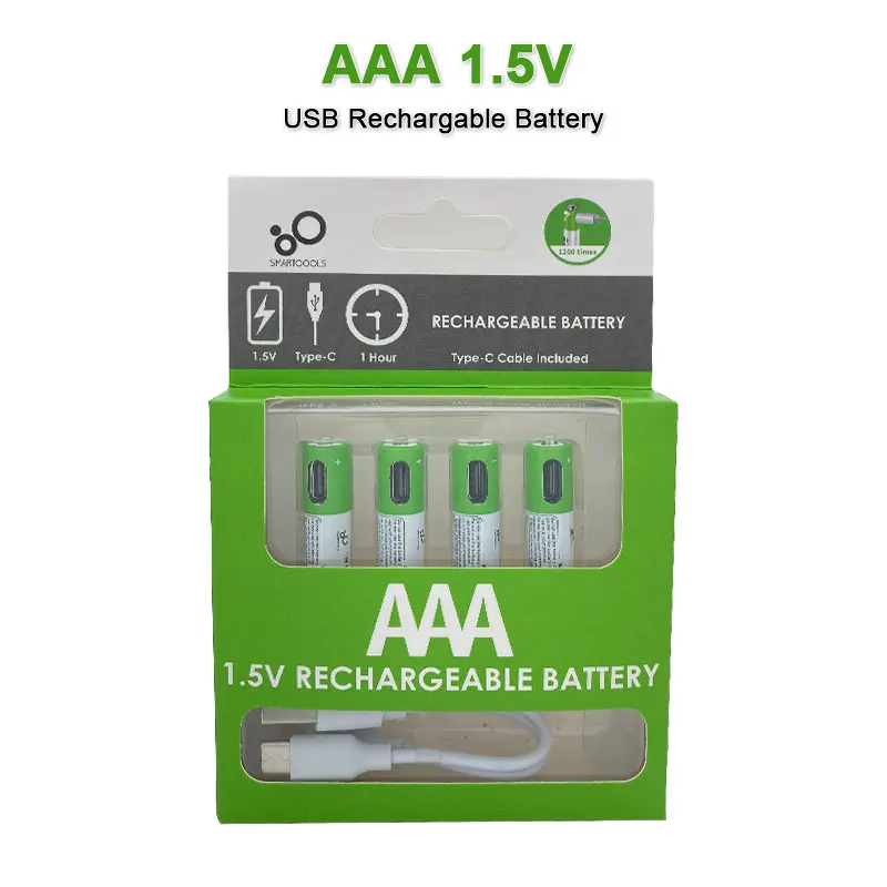 AAA battery 1.5V 366mAh/550 mWh AAA rechargeable li-ion batteries USB rechargeable for Remote control wireless mouse + Cable